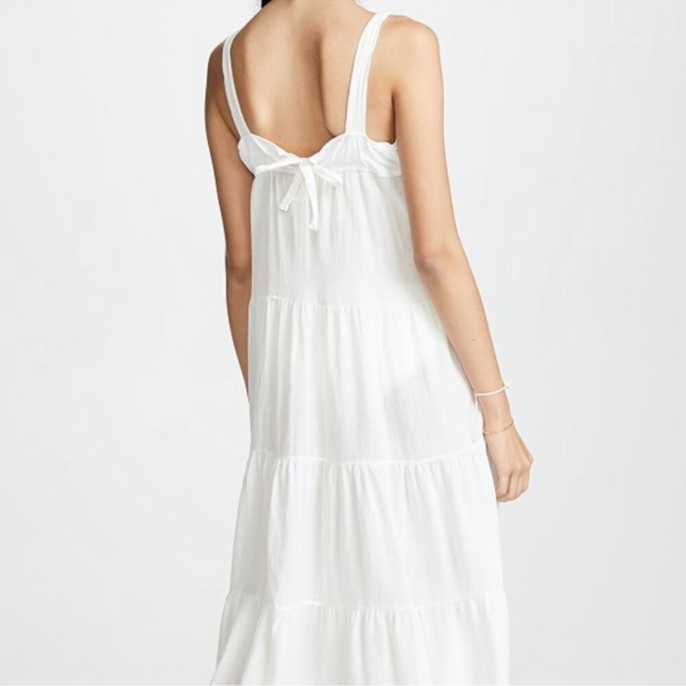 9seed Sayulita White Gauzy Cotton Strappy Tiered Maxi Dress - Picture 4 of 10